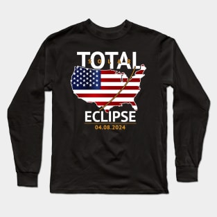 Total Solar Eclipse 4.8.2024 USA Long Sleeve T-Shirt